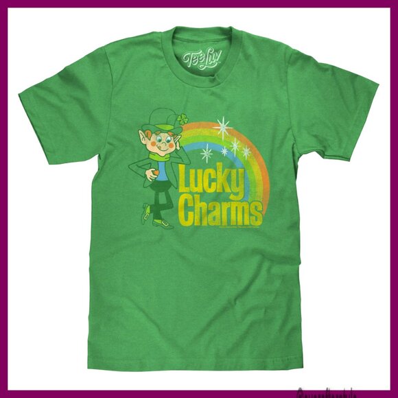 Vintage Lucky Charms Graphic Tee Retro Distressed Logo Men's T-Shirt